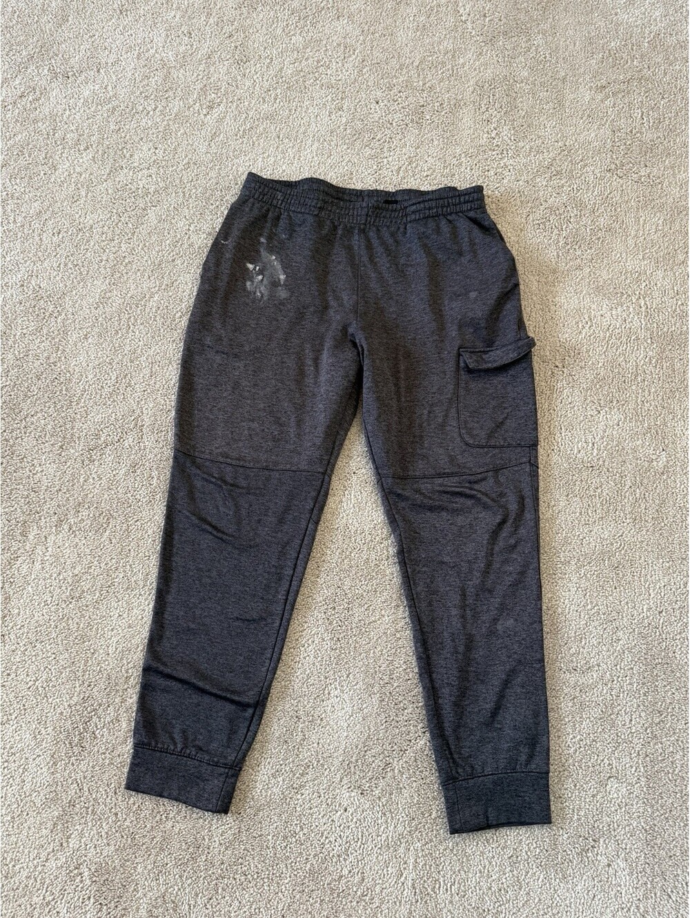 Avia Mens Medium Gray Cargo Jogger Sweatpants Fleece Athletic Casual